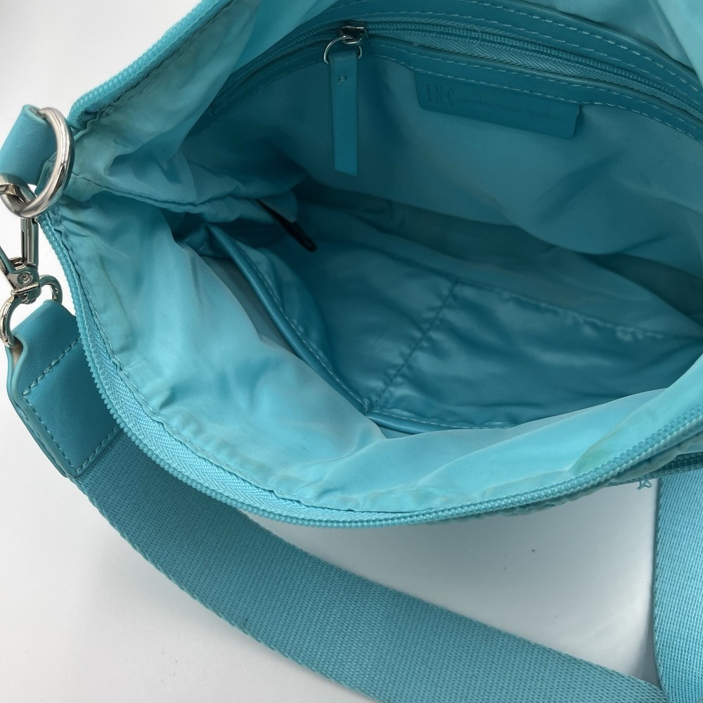 I.N.C. INTERNATIONAL CONCEPTS Margeauxx Quilted Crossbody Aqua Blue Summer Vacay - Picture 6 of 12